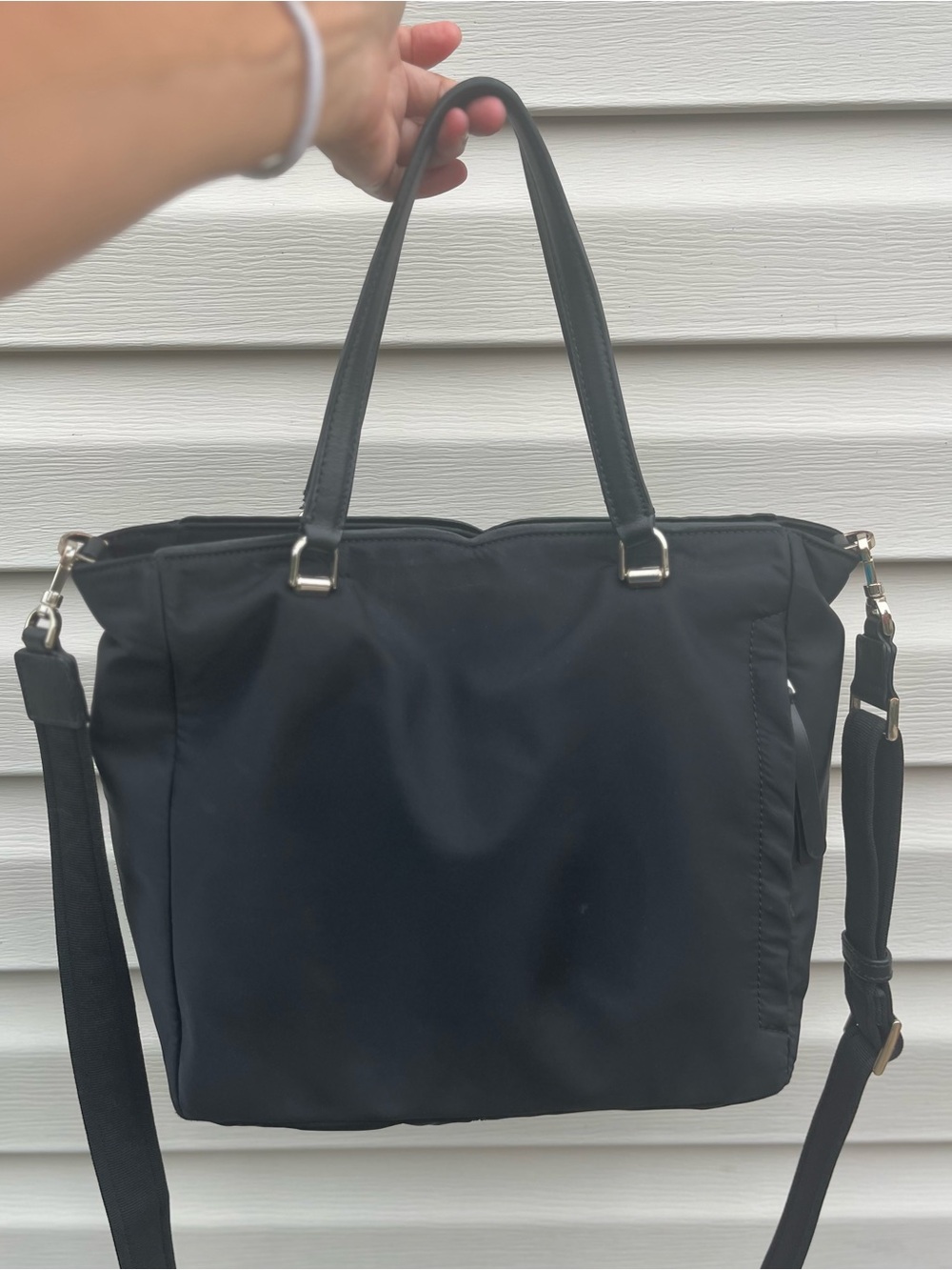 Kate Spade Jae Medium Nylon Satchel Crossbody Bag Black - Picture 3 of 15